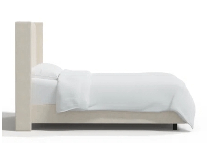 Wingback Bed: Creamy Ivory Tall Profile Modern Design