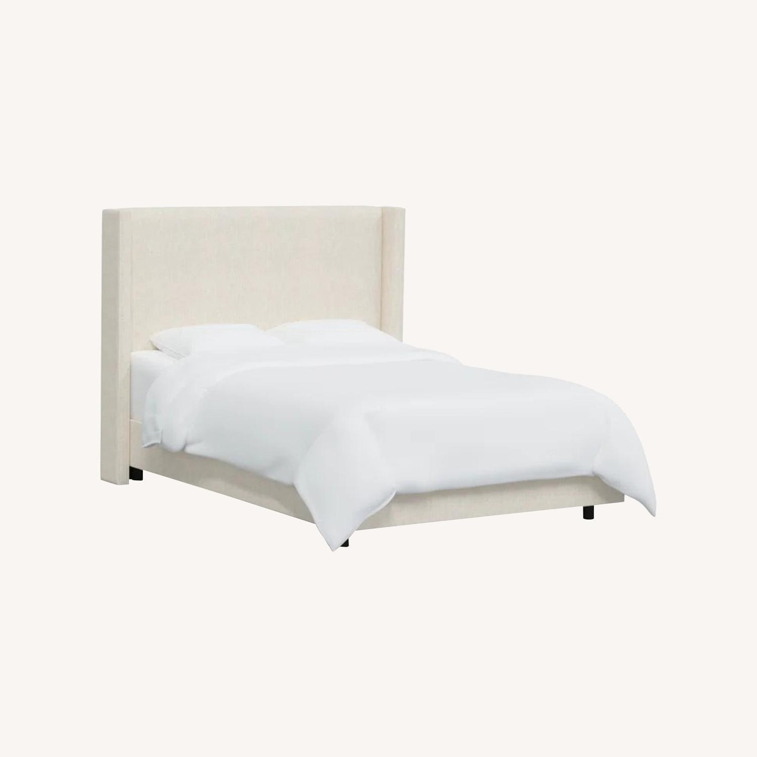 Wingback Bed: Rectangular Silhouette Low Profile Cream Frame