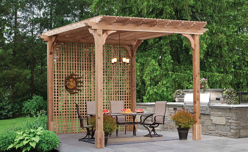 Wood Pergola Hanging Chandelier Wood Pergola With Lattice Walls