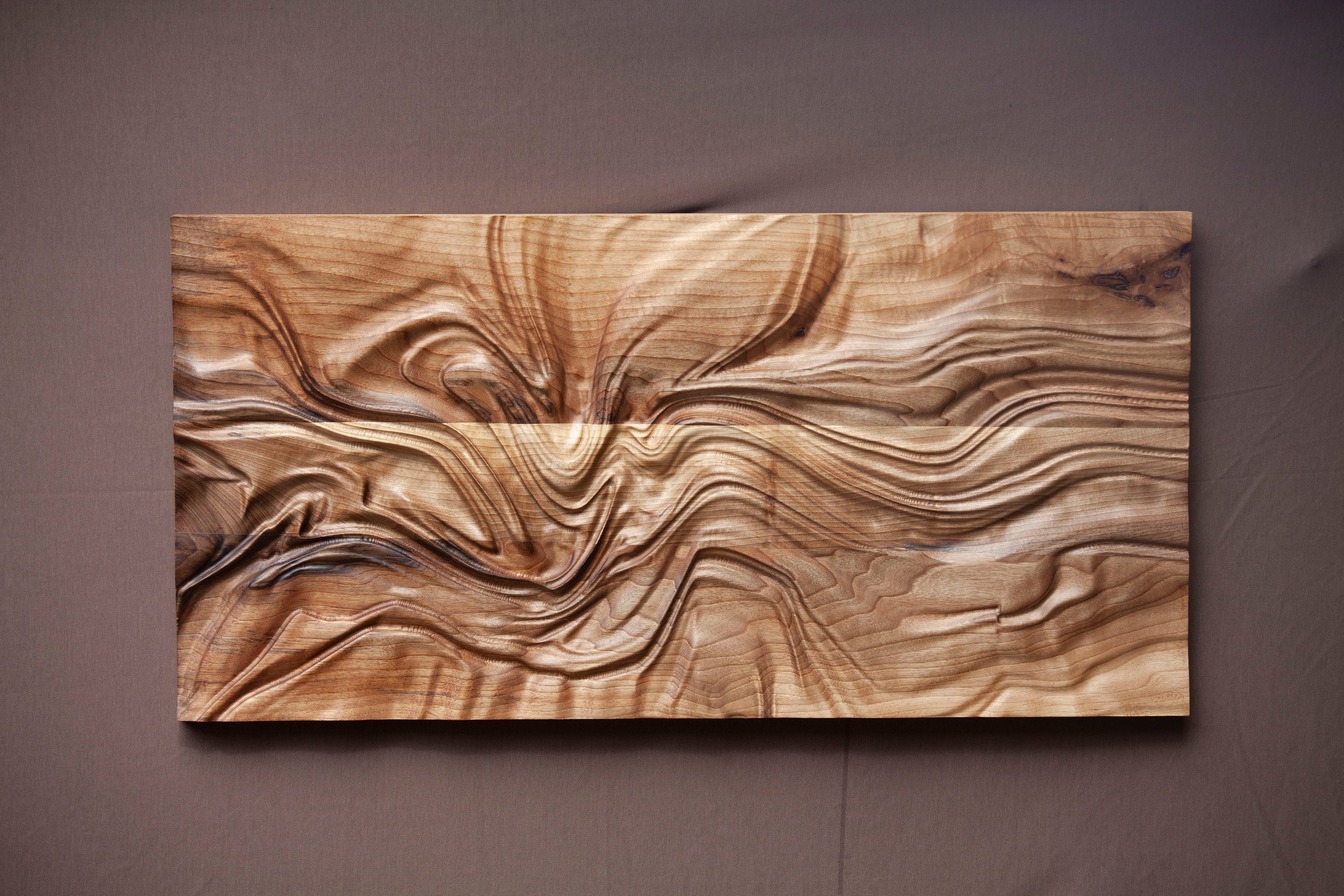 Wood Sculpture: Abstract Organic Wood Sculpture Relief