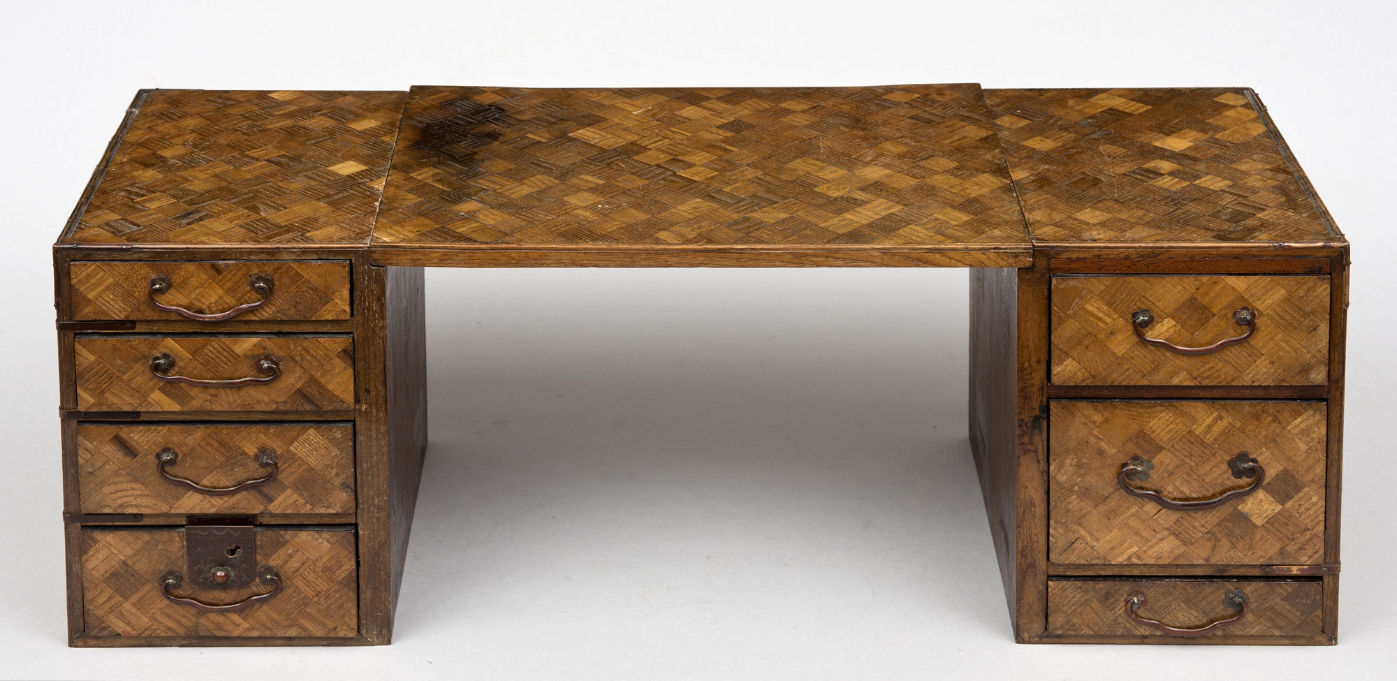 Writing Desk Geometric Inlay Antique Traveling Table