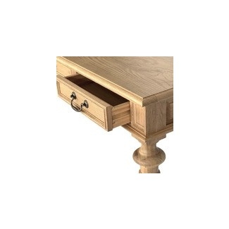 Writing Desk in Honey Brown Wood With Pedestal Legs