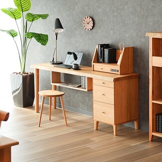Writing Desk Live Edge Wood Tripod Stool Home Office