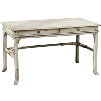 Writing Desk: Metal Stretcher and Distressed Whitewash