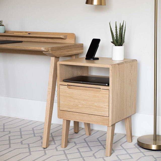 Writing Desk Recessed Pull Light Oak Study Table Decor