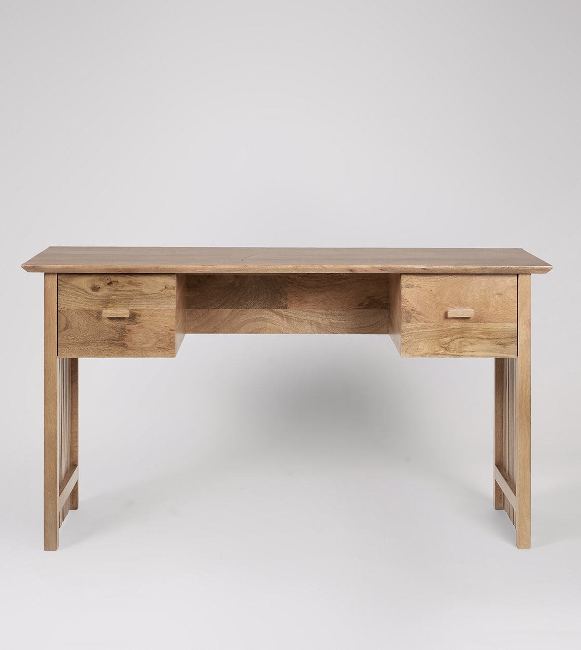 Writing Desk Slatted Legs Beveled Top Mango Wood Table