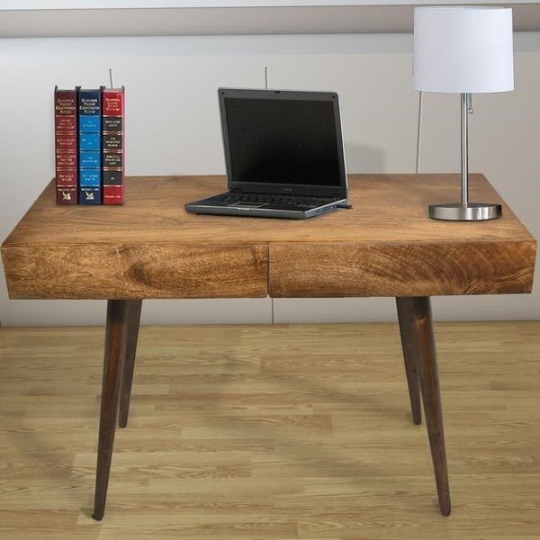 Writing Desk: Tapered Leg Design with Two Storage Drawers