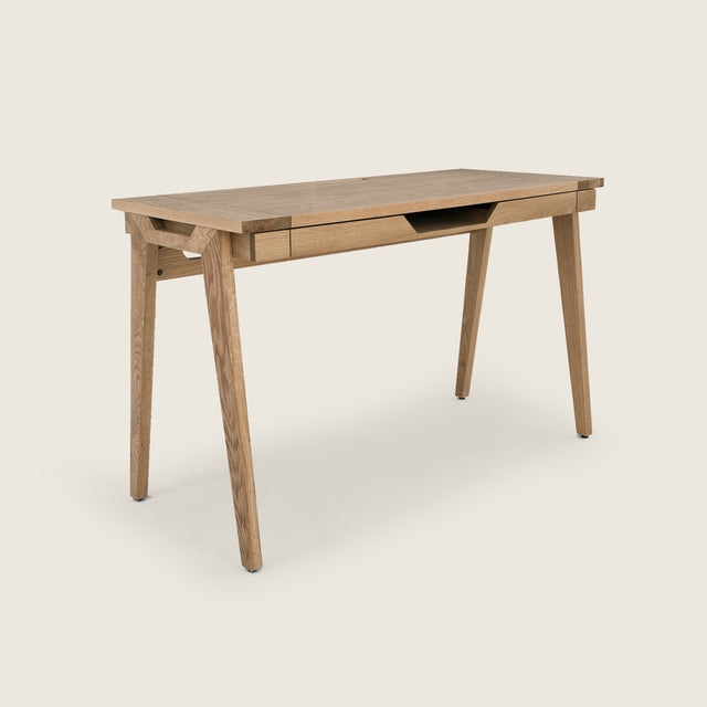 Writing Desk Trapezoidal Drawer Pull A Frame Leg Oak