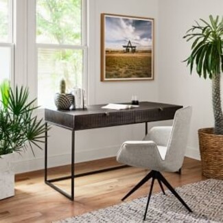 Writing Desk: Vertical Ribbing and Charcoal Grey Finish