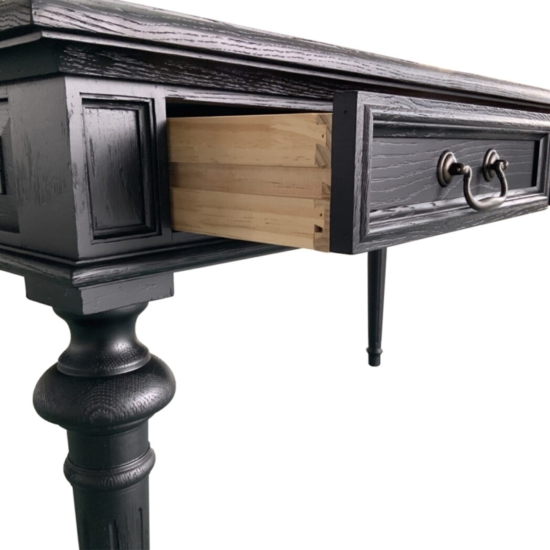 Writing Desk With Black Oak Grain and Dovetail Joints