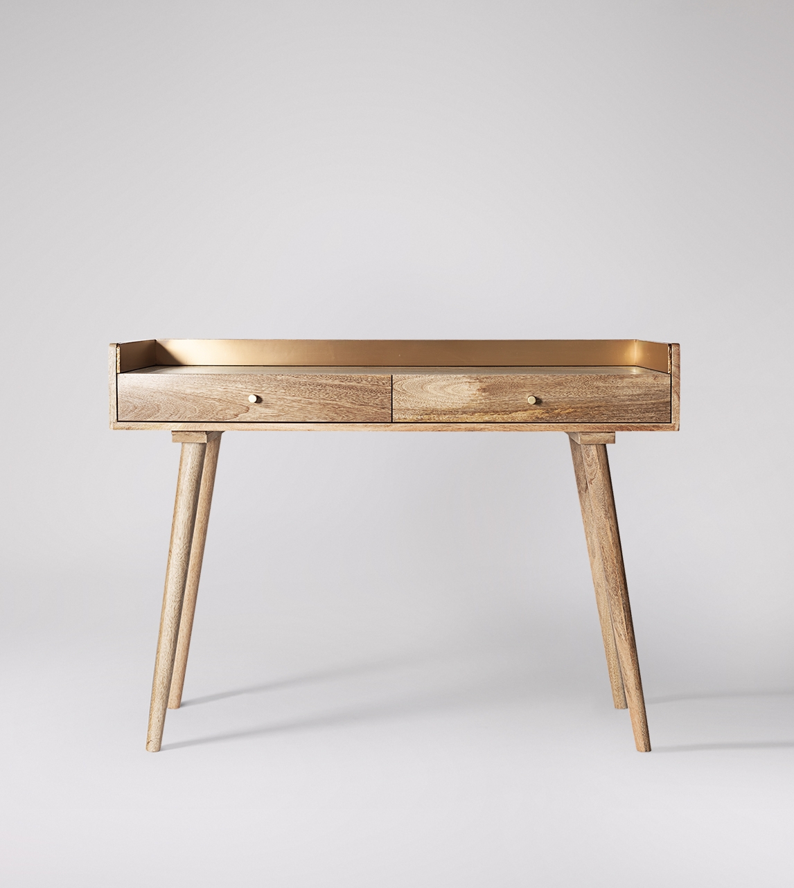 Writing Desk with Brass Gallery Rail and Tapered Legs