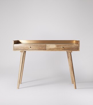 Writing Desk with Brass Gallery Rail and Tapered Legs