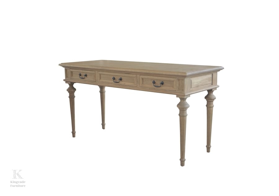 Writing Desk With Metal Bail Pulls and Wood Turned Legs