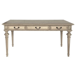 Writing Desk With Weathered Oak and Turned Fluted Legs