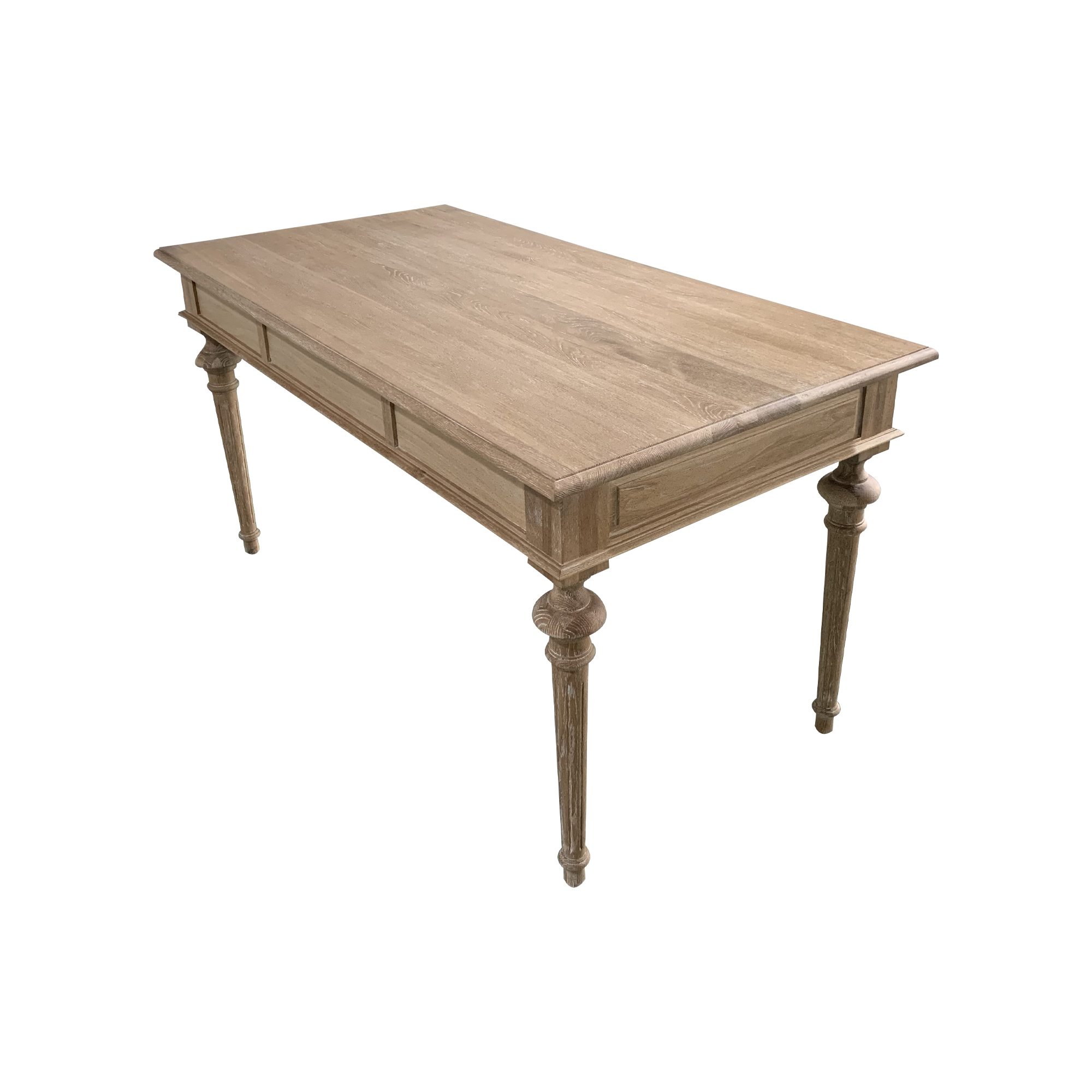 Writing Desk With Whitewashed Finish and Molded Apron
