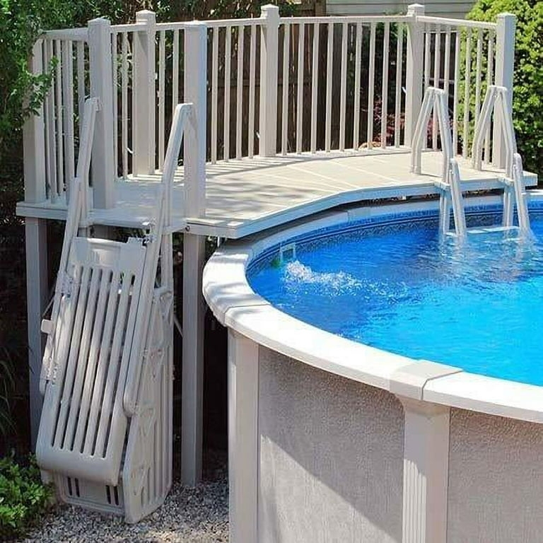 Above Ground Pool Deck White Resin Fan Shaped Kit