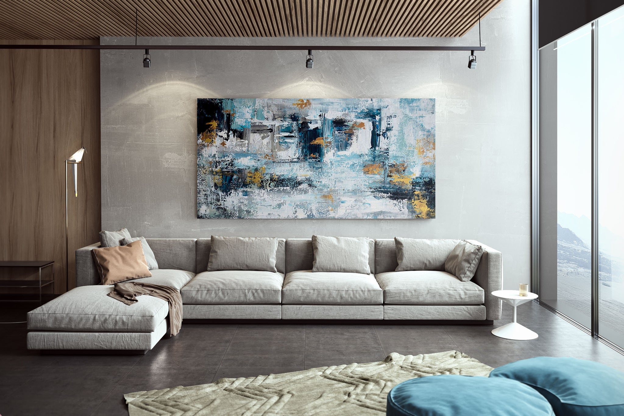 Abstract Wall Art with Oversized Scale and Canvas Painting