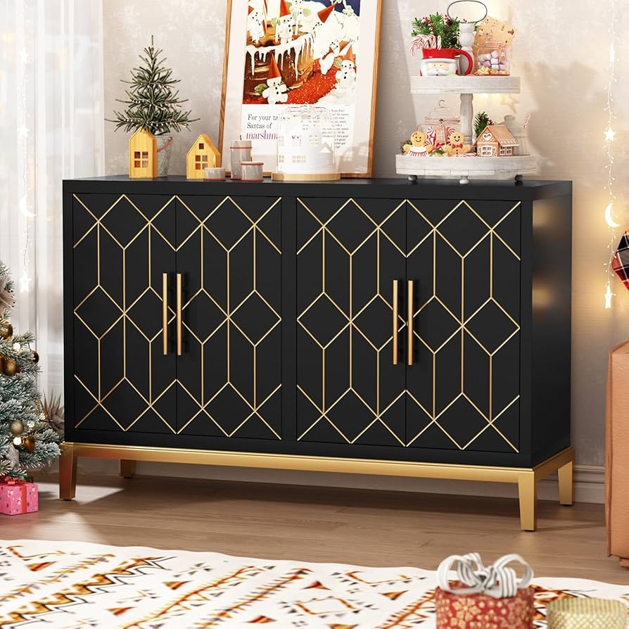Accent Cabinet: Geometric Overlay and Modern Glam Cabinet