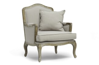 Accent Chair: Antiqued French Distressed Wood Armchair