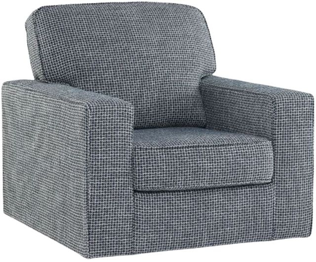 Accent Chair Blue Textured Armchair with Unique Denim Weave