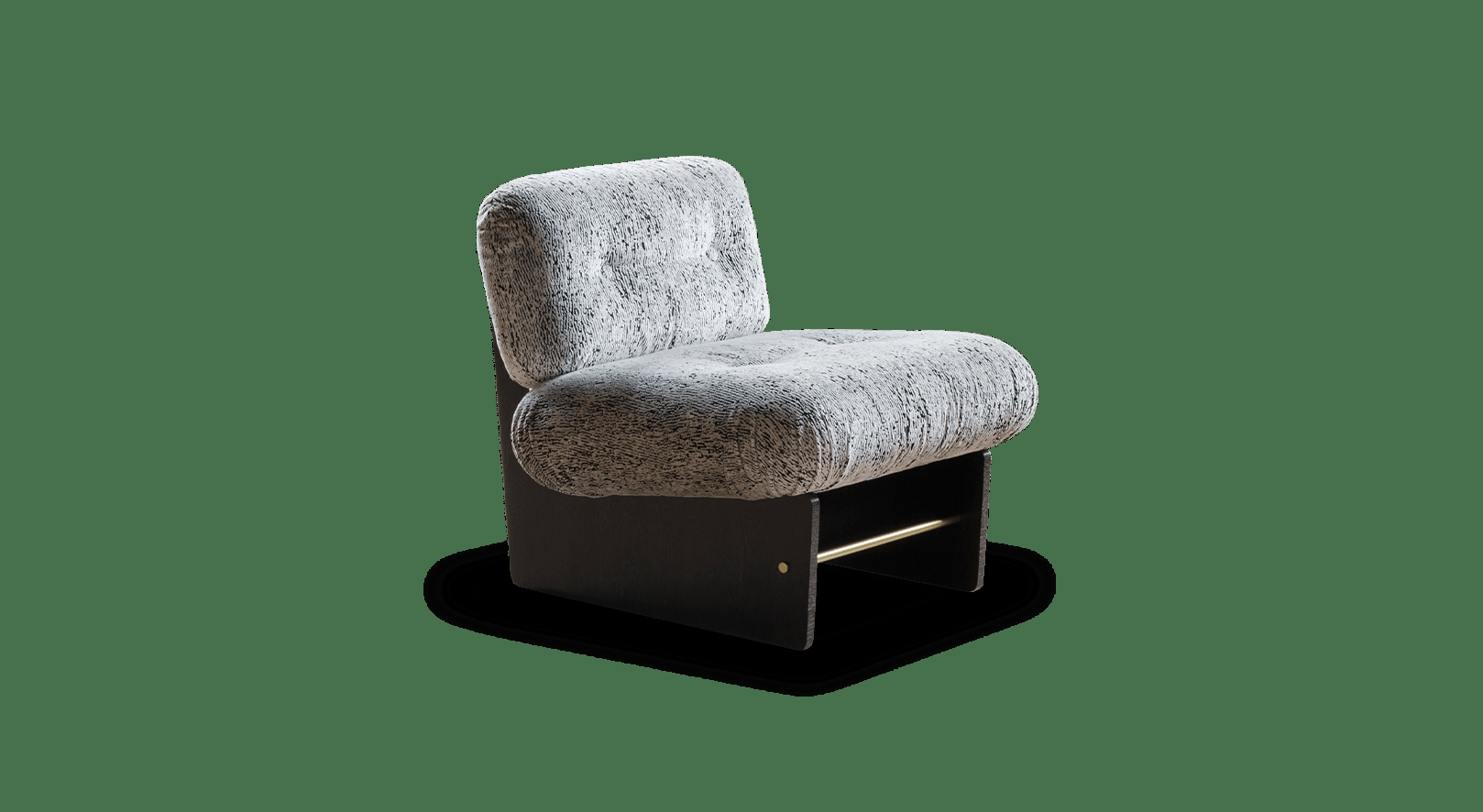 Accent Chair Boucle Lounge Armchair with Slab Base and Brass Rod