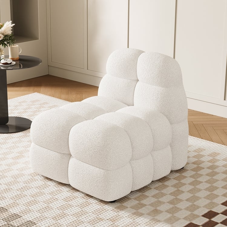 Accent Chair Bubble Design Low Profile Boucle Lounge Seating