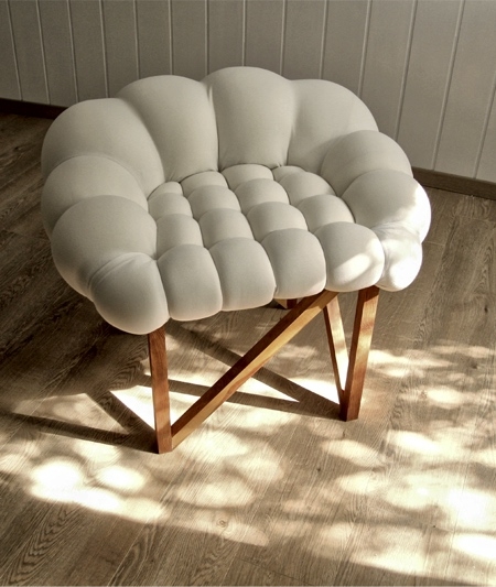 Accent Chair Bulbous Silhouette Geometric Wood Cross Base