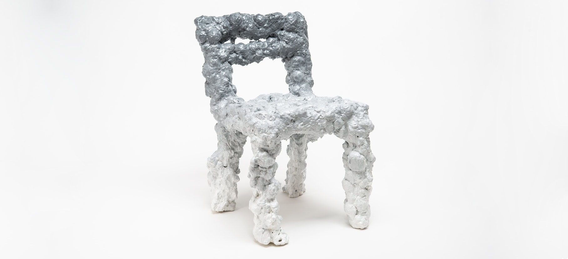 Accent Chair Bulbous Texture Gradient Gray Sculptural Piece