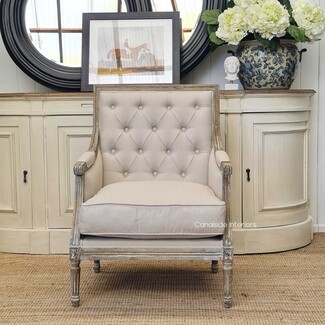 Accent Chair: Button Tufted Weathered Gray Arm Chair