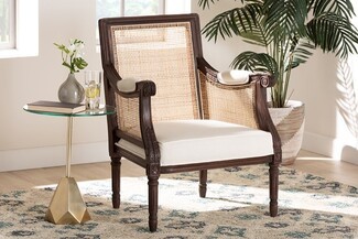 Accent Chair: Cane Paneling Fluted Turned Leg Armchair