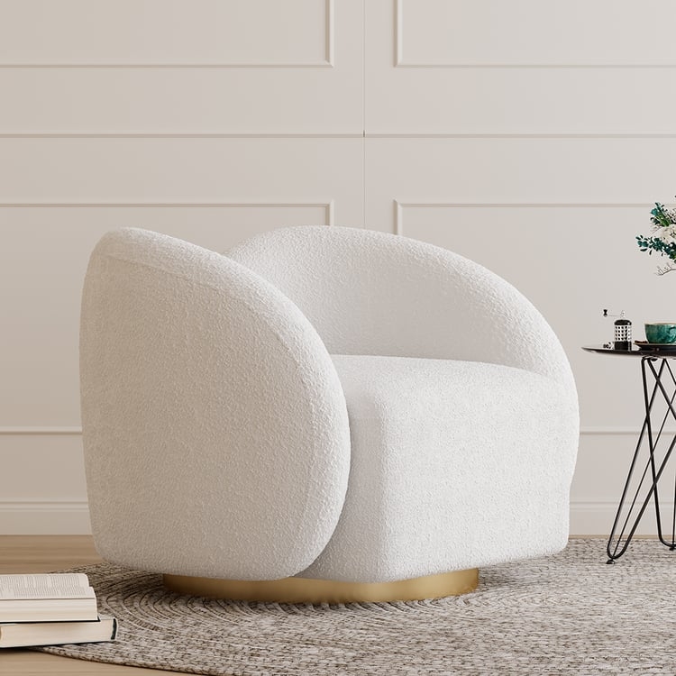 Accent Chair Cloud Silhouette Gold Base White Boucle Armchair