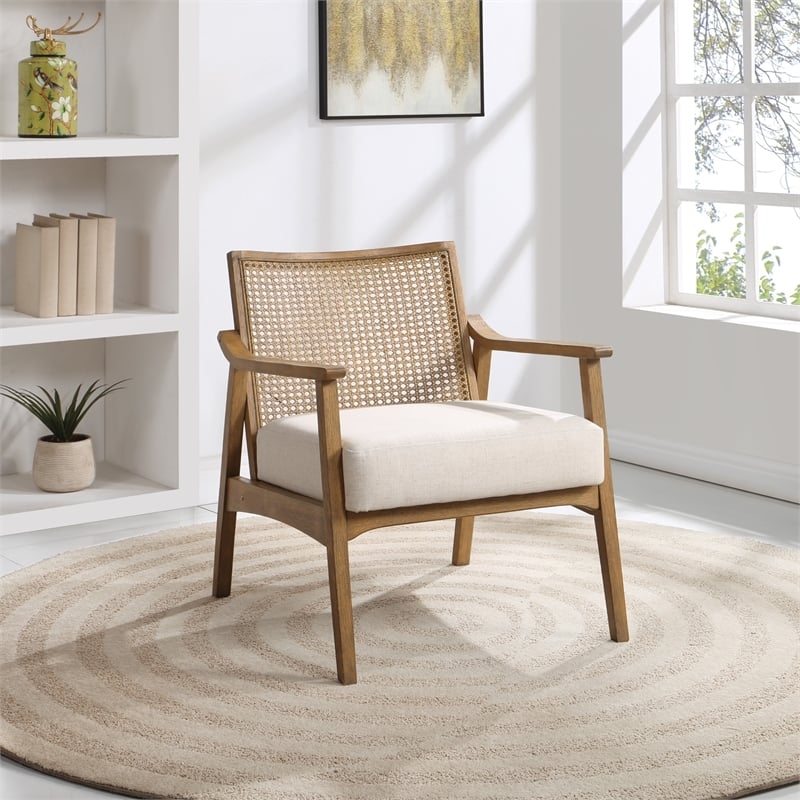 Accent Chair Coastal Wash Cane Back Coastal Wash Wood Armchair