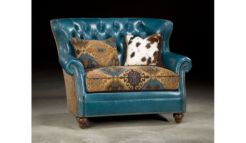 Accent Chair Diamond Tufting Leather Patterned Seat Cushion Wingback