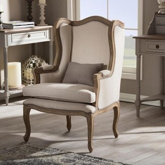Accent Chair: Distressed Wood Wingback Silhouette Armchair
