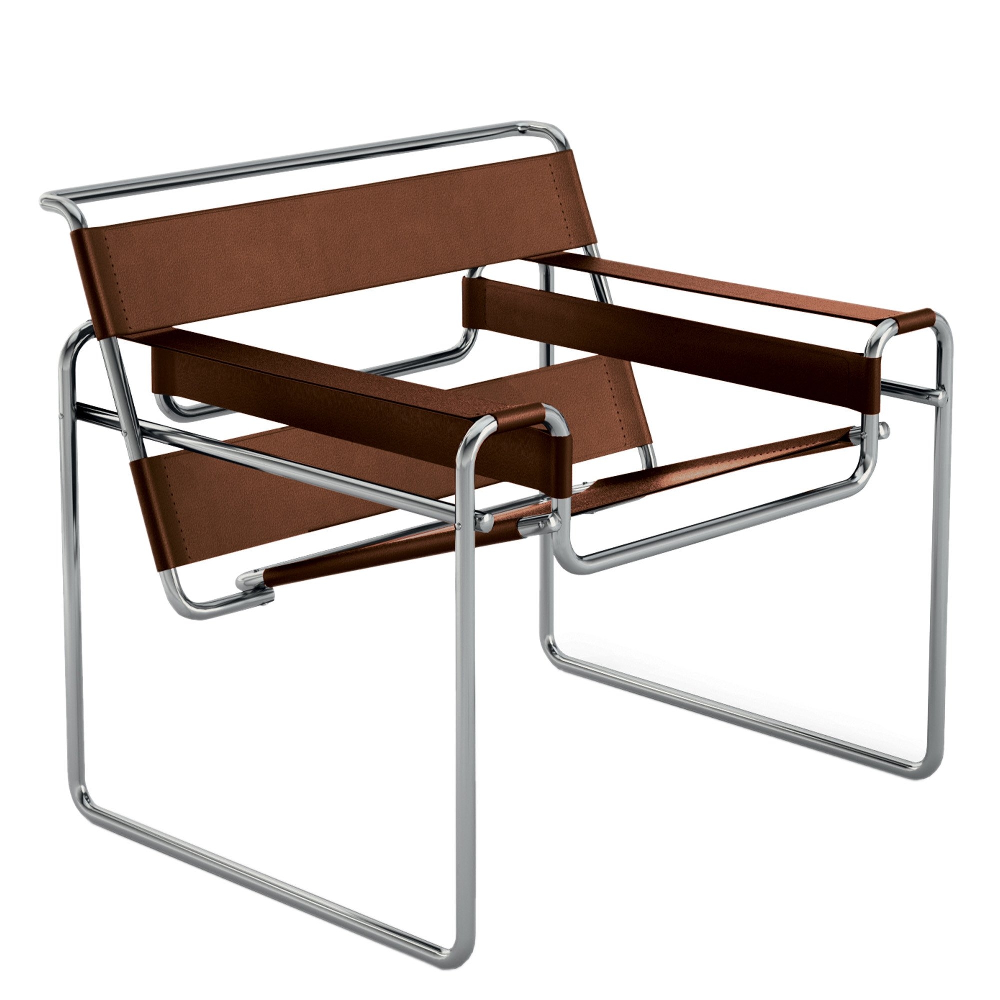 Accent Chair featuring Cognac Cowhide Straps and Open Back
