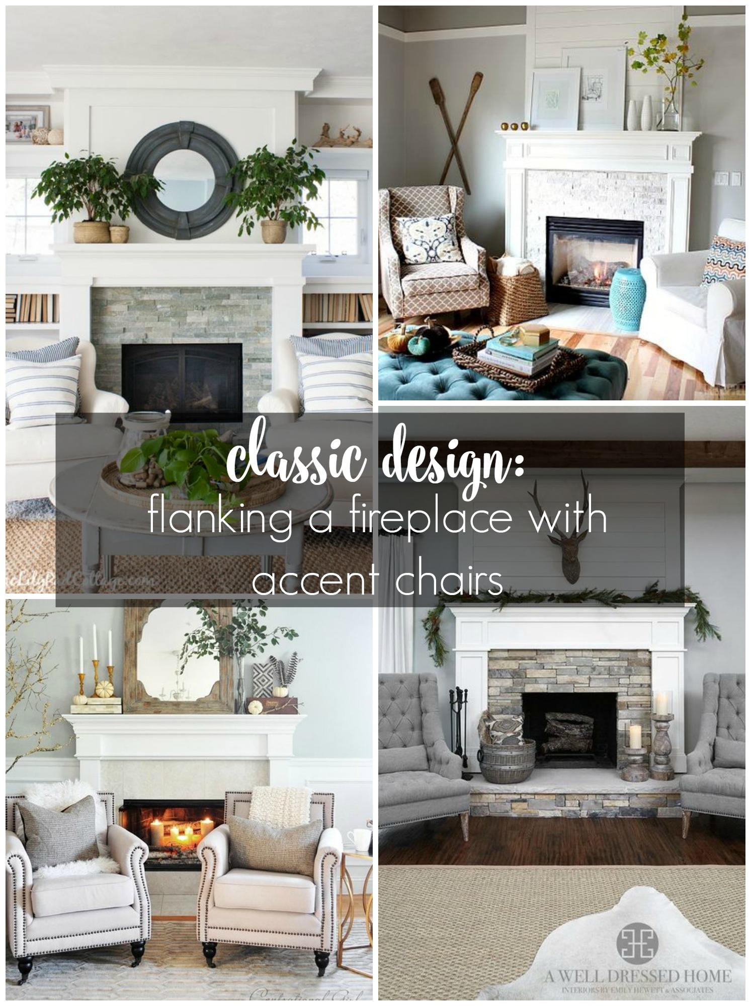 Accent Chair Flanking Placement for Symmetrical Fireplace Seating