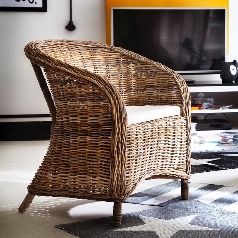 Accent Chair Heavy Wicker Weave Barrel Woven Wicker Barrel Chair