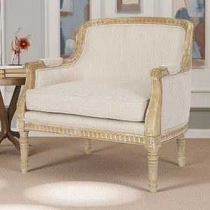 Accent Chair Highlighting Carved Scalloped Wood Trim