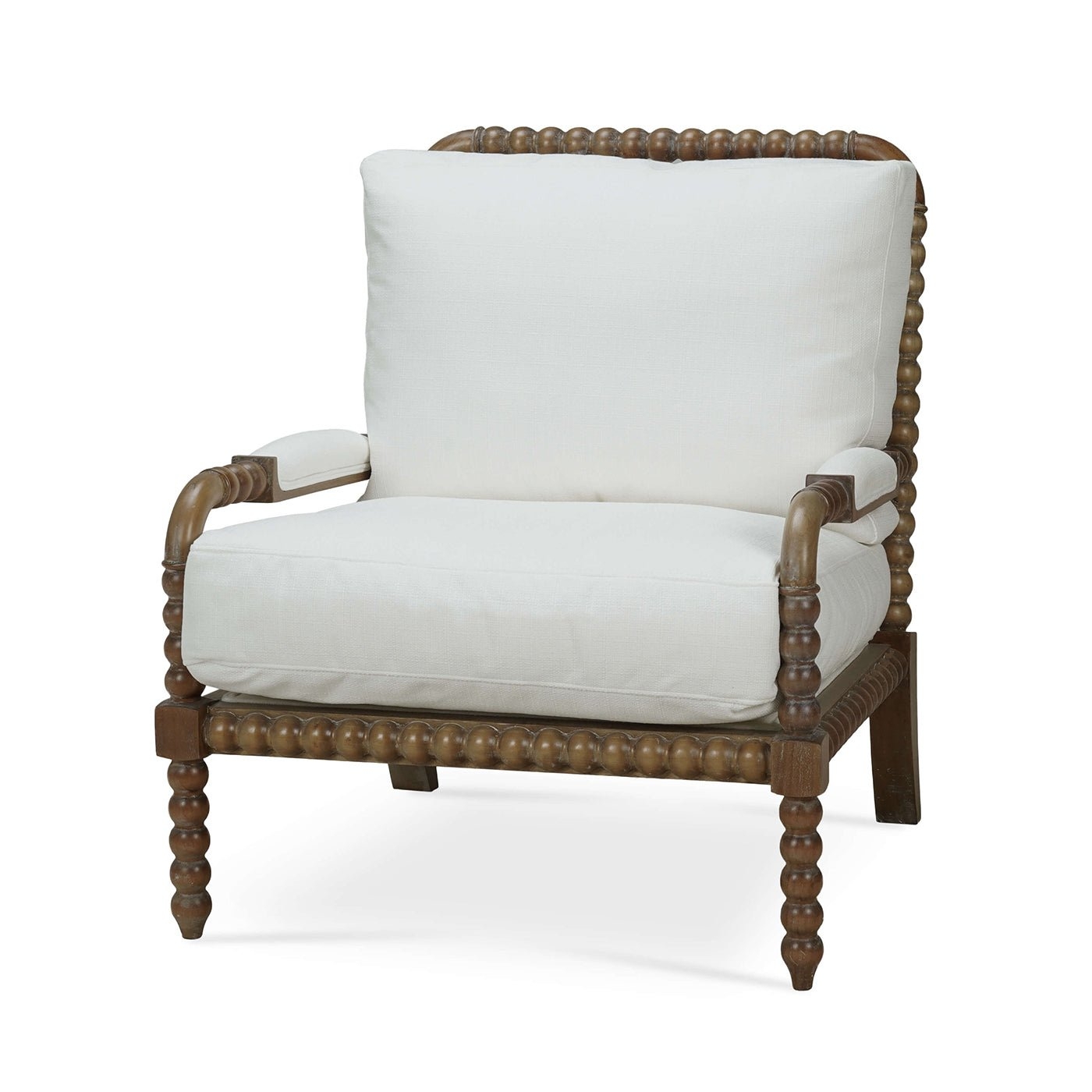 Accent Chair in Mahogany Wood with Spool Turned Frame
