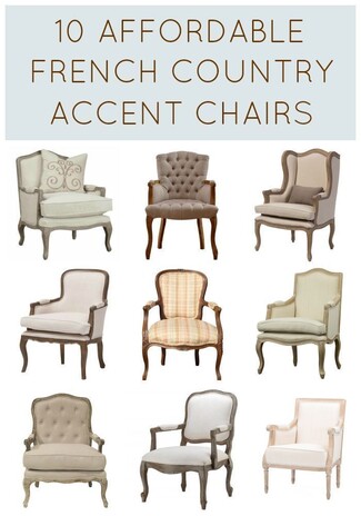Accent Chair: Neutral Upholstered French Country Seating