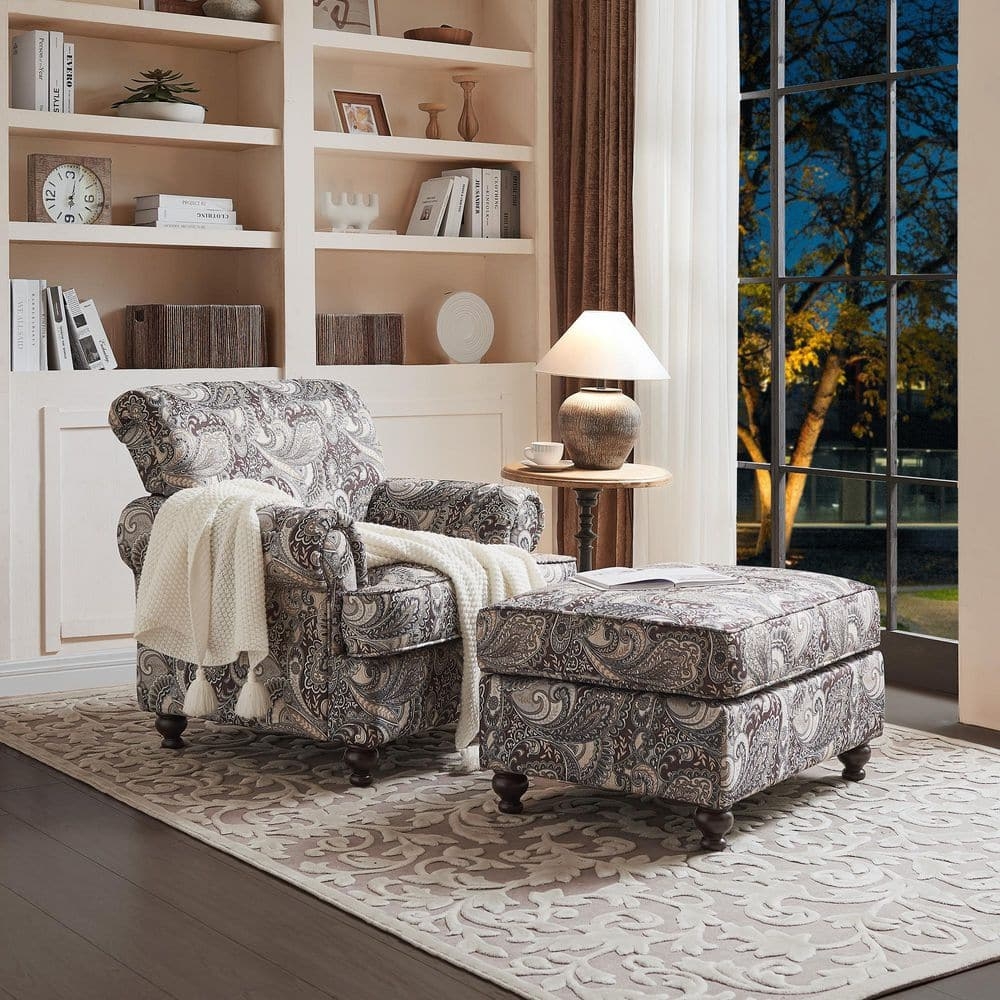 Accent Chair Paisley Print Matching Ottoman Paisley Print Accent Chair