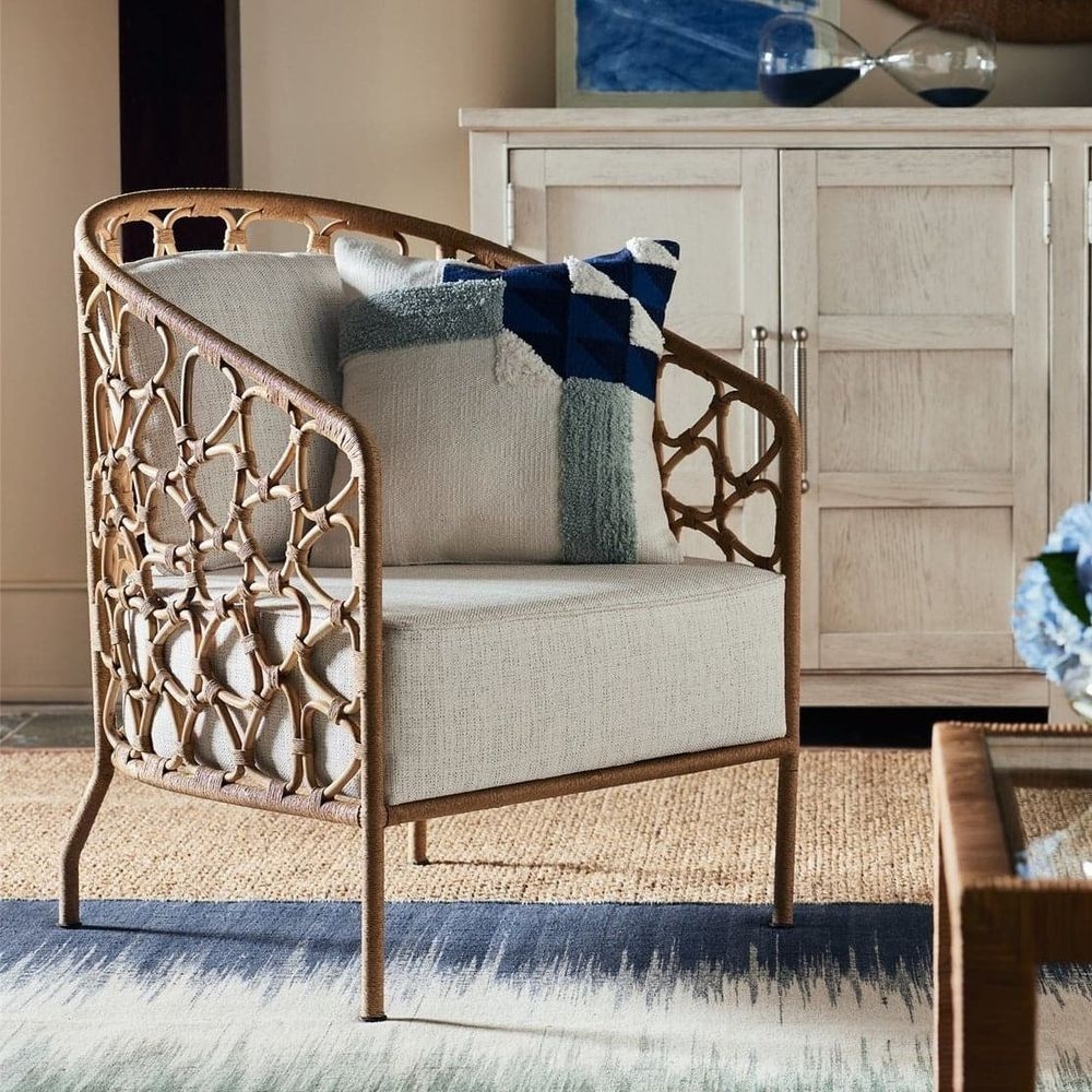 Accent Chair Pebble Knot Pattern Open Back Coastal Living Accent Chair