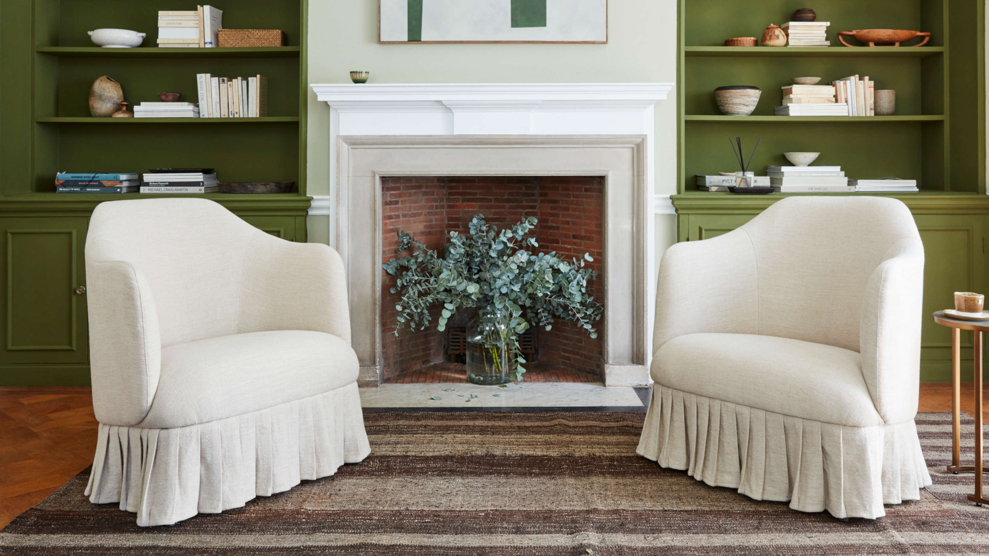 Accent Chair: Pleated Accent Chair Curved Silhouette Cream