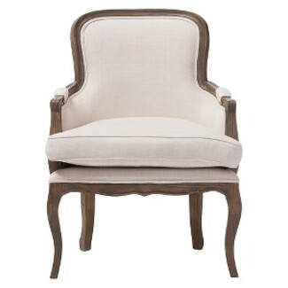 Accent Chair: Scalloped Apron Ash Beige Upholstered Seating