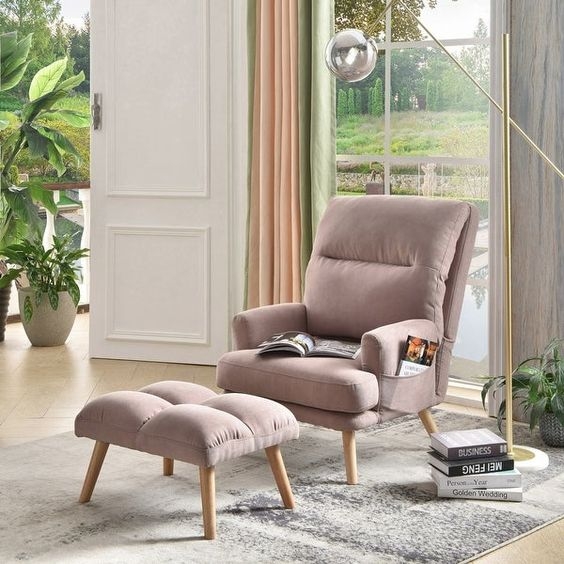 Accent Chair Set: Rose Side Storage Pocket Mid-Century Set