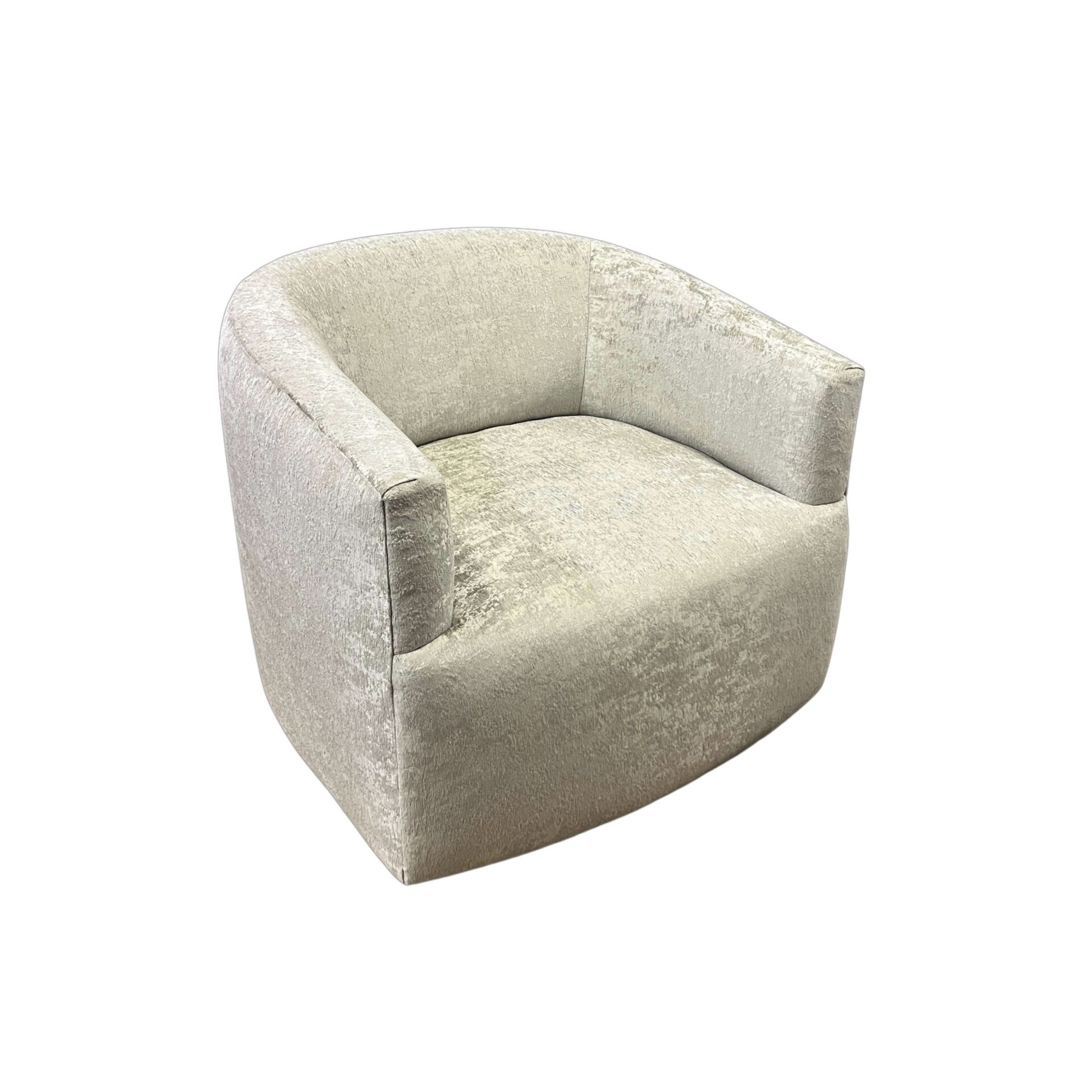 Accent Chair Shimmering Texture Sculptural Silver Barrel Back