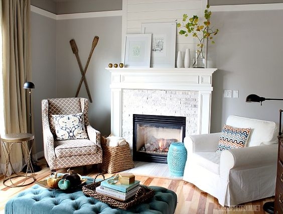 Accent Chair Styling for Mismatched Fireplace Seating