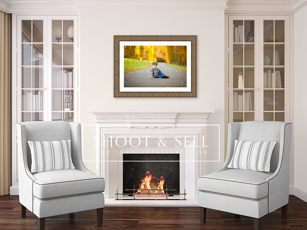 Accent Chair Symmetrical Chair Placement and White Mantel