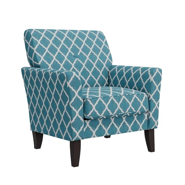 Accent Chair Trellis Pattern Fabric Transitional Flared Arm Seating