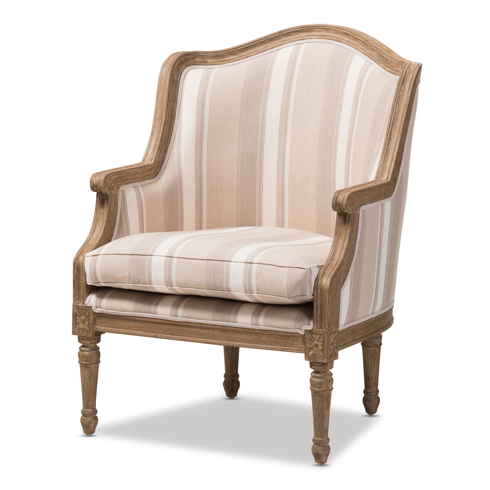 Accent Chair: Vertical Striped Weathered Oak Arm Chair